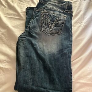 Vigoss Blue Boot Cut Jeans with Decorative Stitching size 12 long